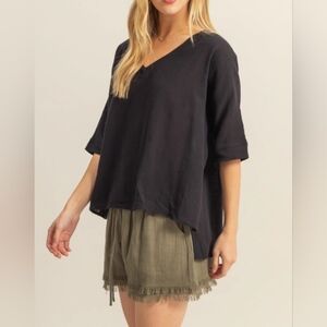 #526 🛑S,L NEW! Must Have Oversized V Neck Top🩷🩷🩷